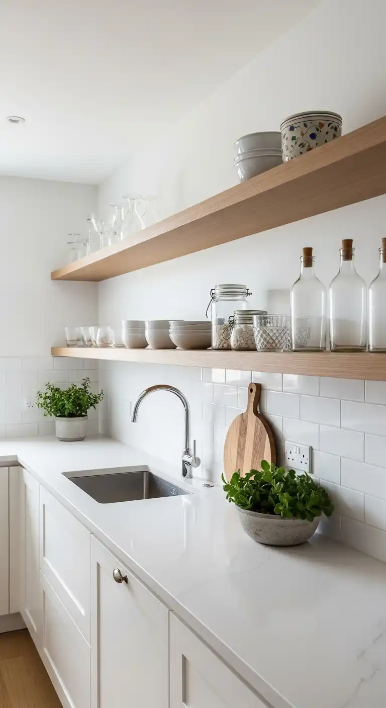 5. Floating Shelves for Airy Appeal