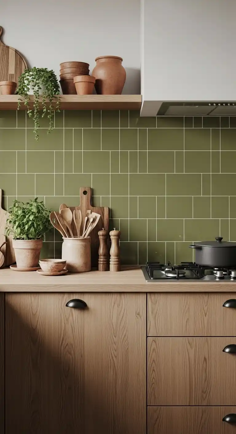 5. Matte Olive Green Tiles