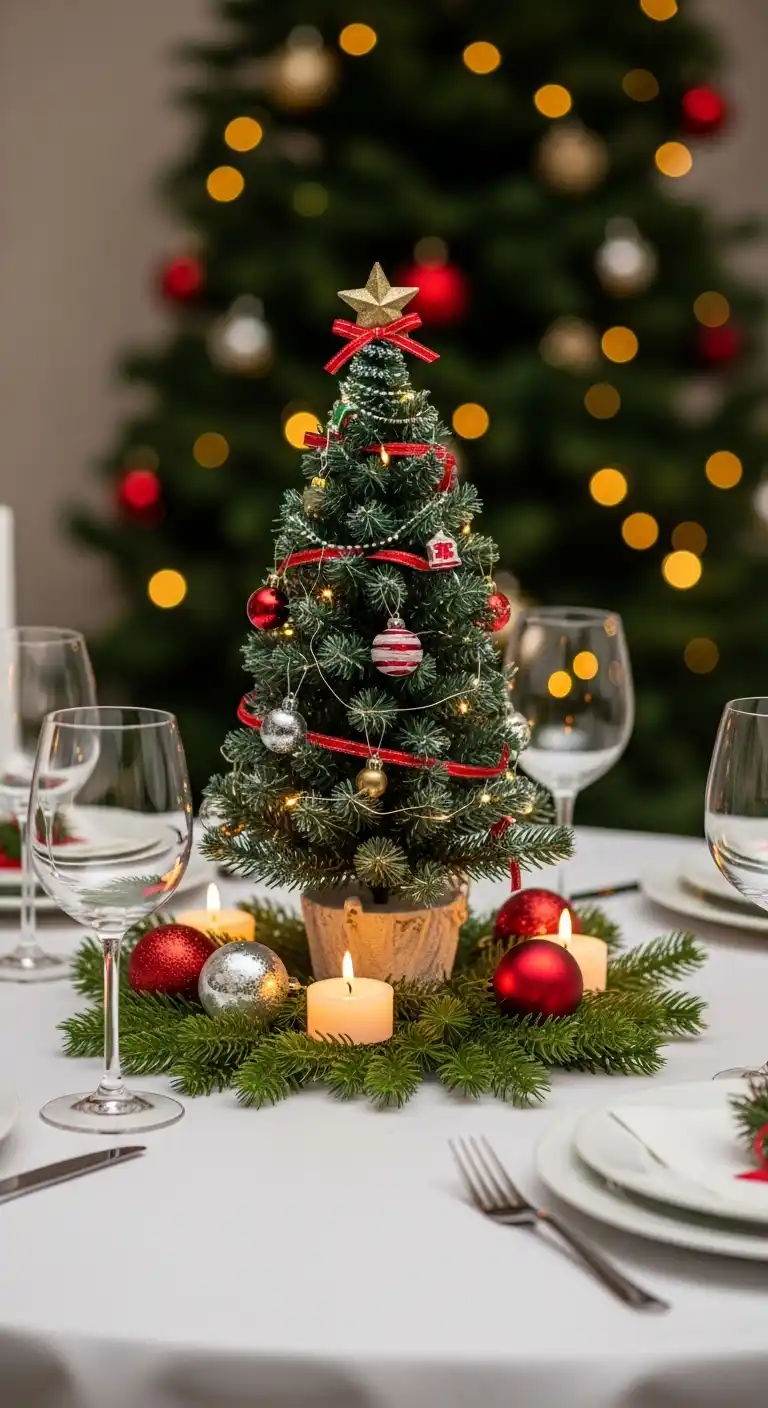 5. Miniature Christmas Tree Centerpiece