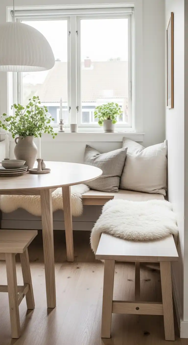 5. Minimalist Scandinavian Breakfast Nook Bench