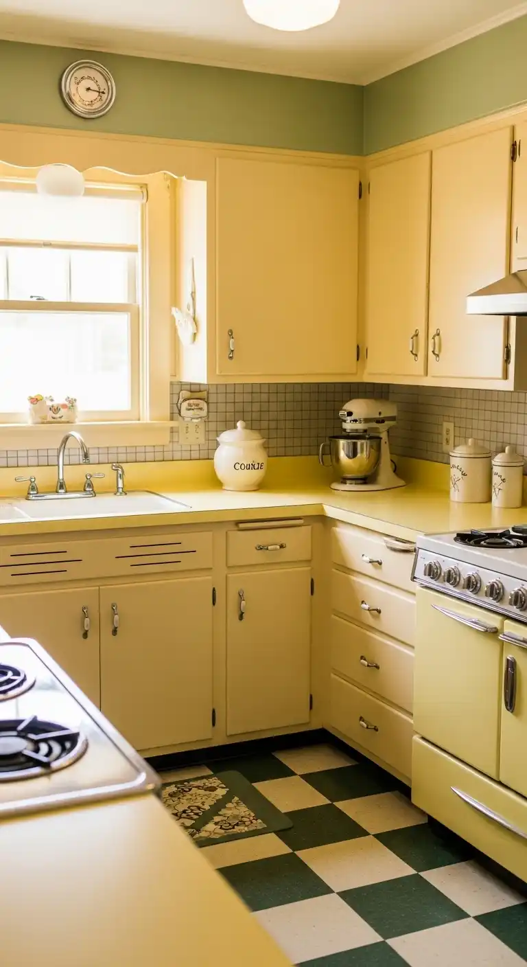 6. A Touch of Vintage with Pale Yellow Countertops