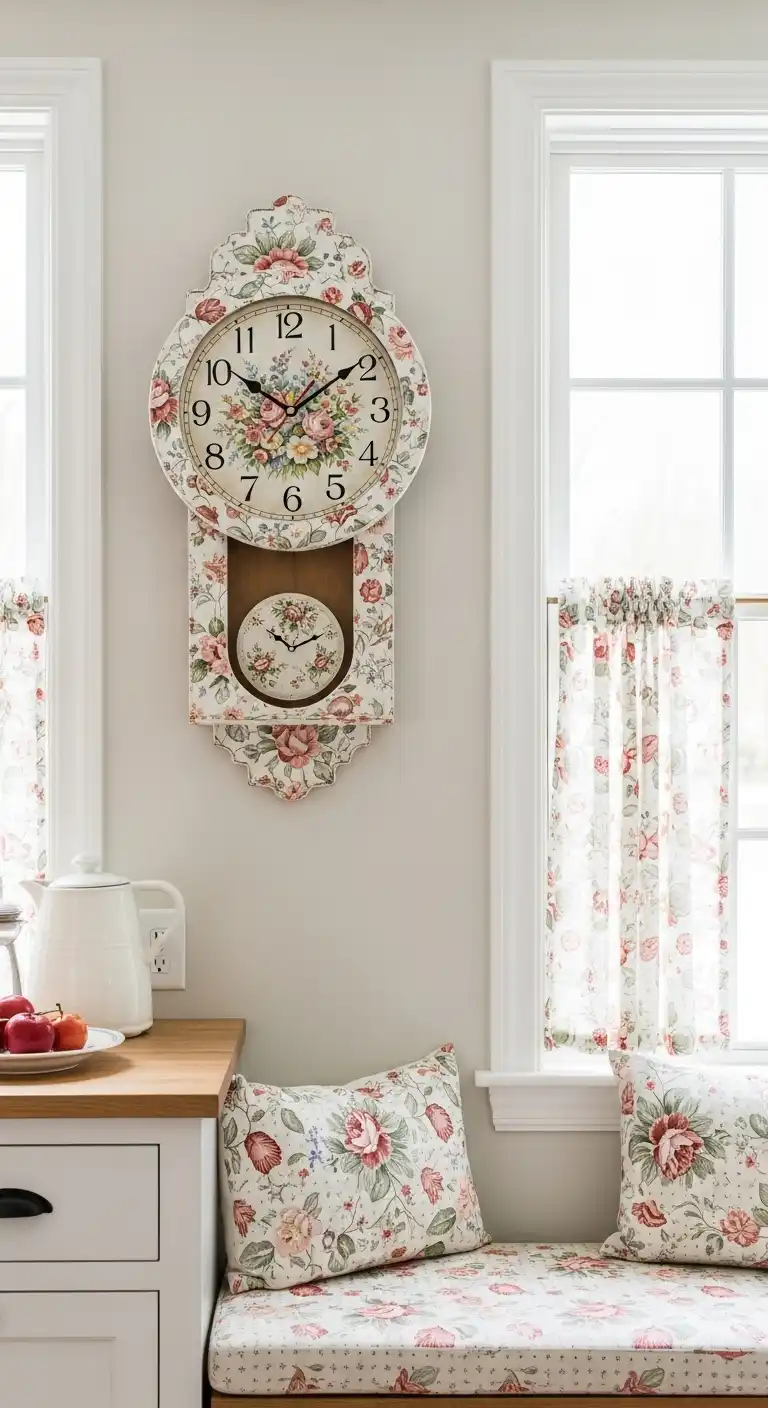 6. Hand-Painted Floral Farmhouse Clock for a Soft Touch
