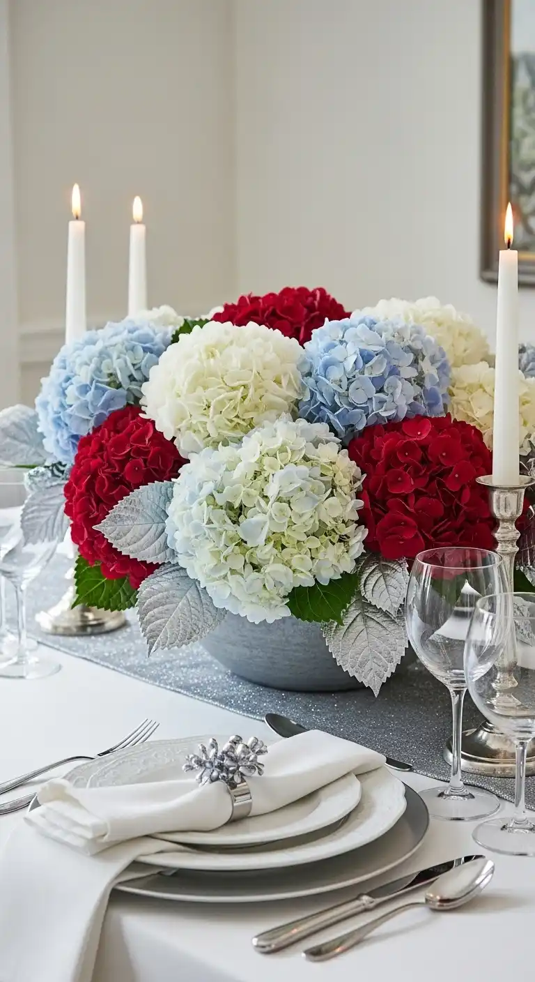 6. Hydrangeas with Silver Frosted Leaves