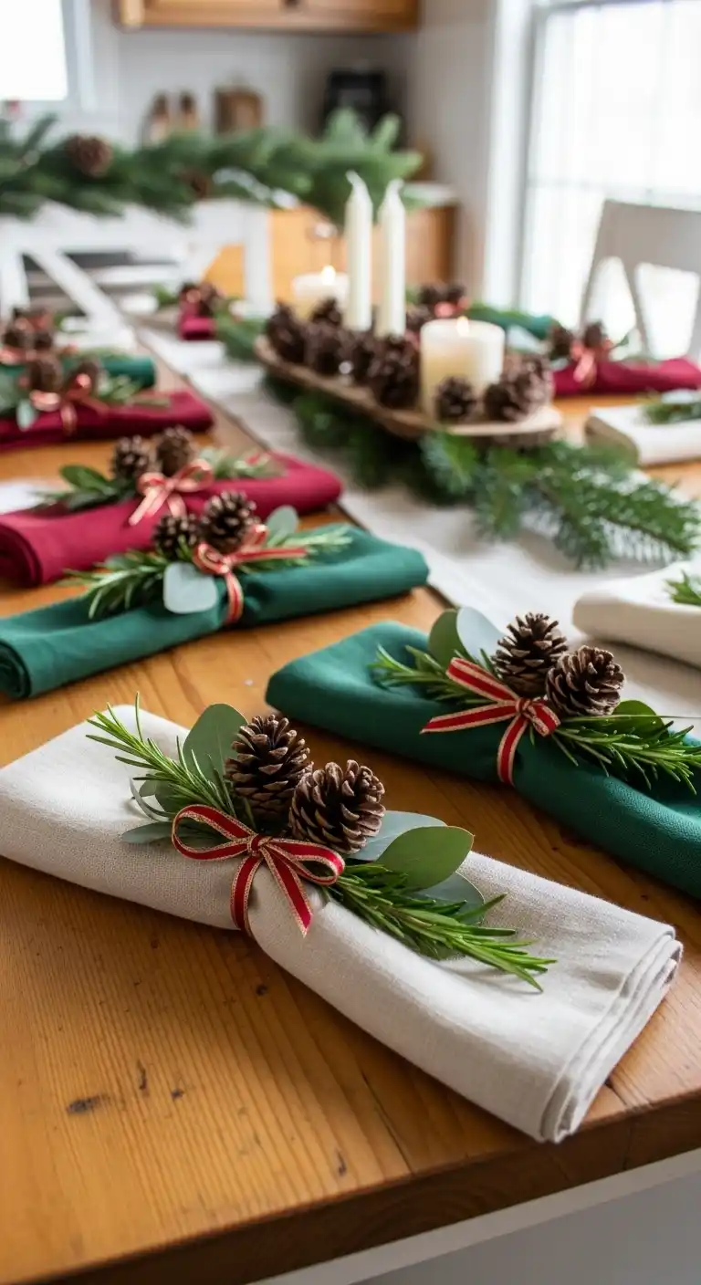 6. Pinecone Napkin Rings for Kitchen Dining Tables