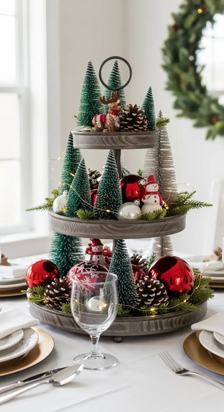 6. Tiered Tray Filled with Mini Trees