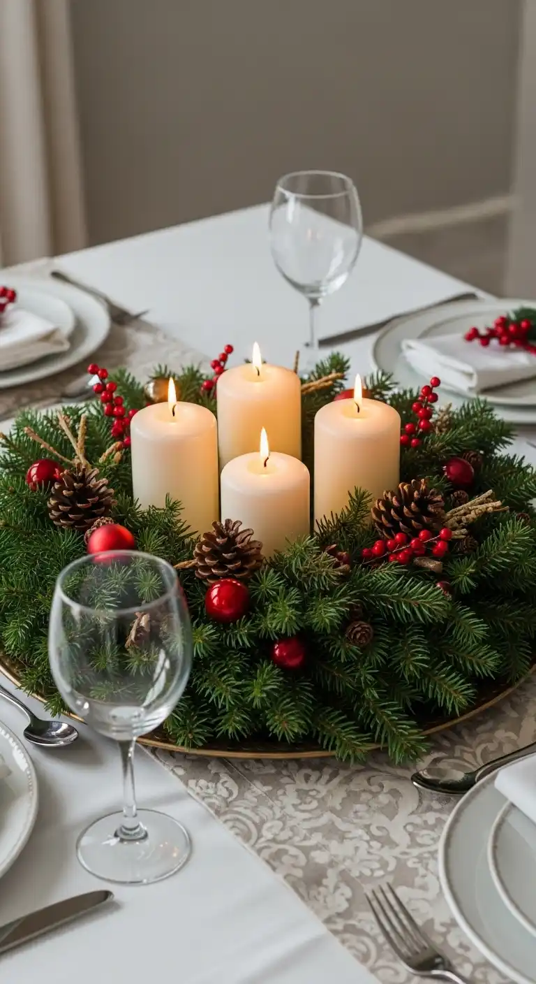 6. Wreath with Candles Centerpiece