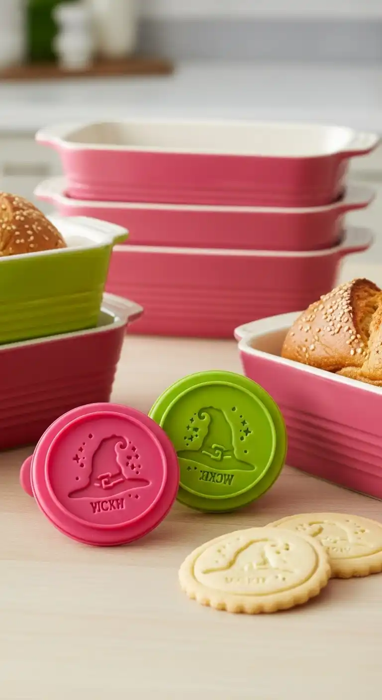7) Williams Sonoma Wicked Pink and Green Bakeware Collection