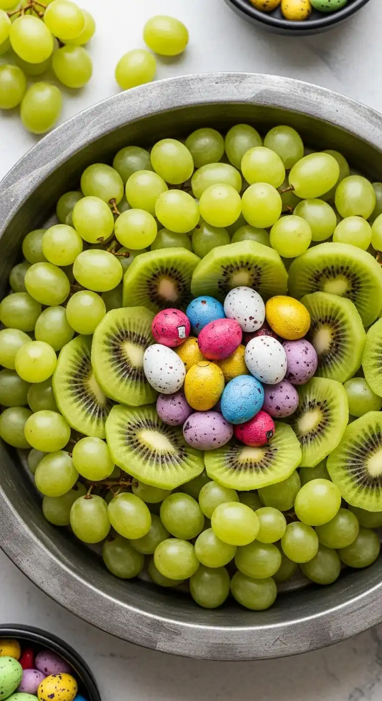 7. Nest-Inspired Fruit Tray with Chocolate Eggs