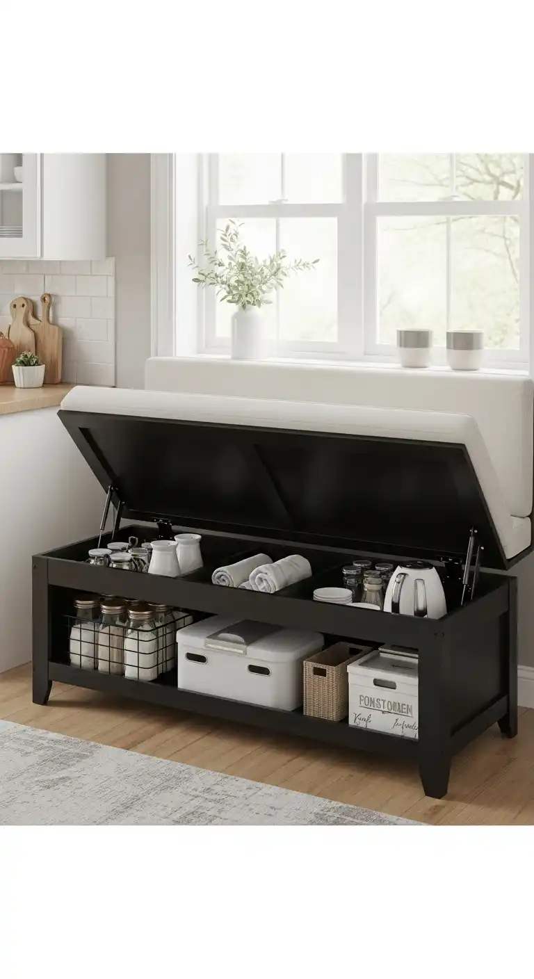 7. Storage-Friendly Bench with Lift-Up Seats