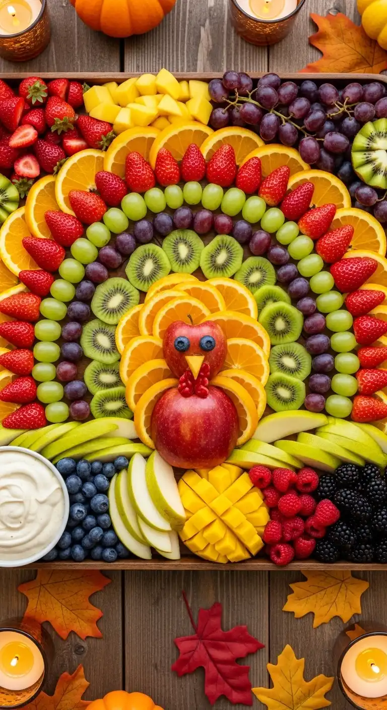 7. Turkey-Shaped Fruit Display for Kids