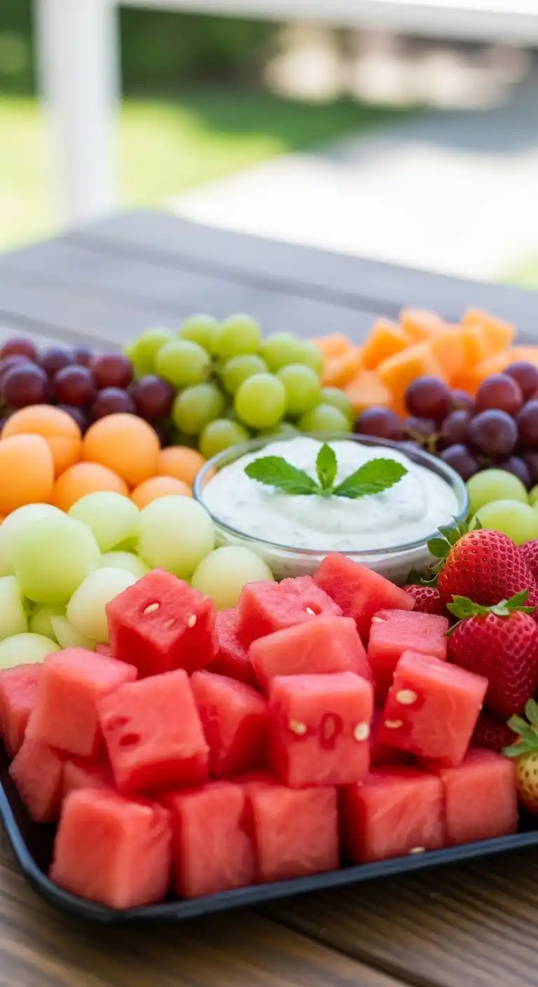 7. Watermelon Cubes with Mint Yogurt Dip