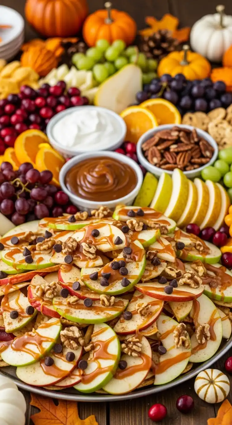 8. Apple Nacho Tray with Caramel Drizzle