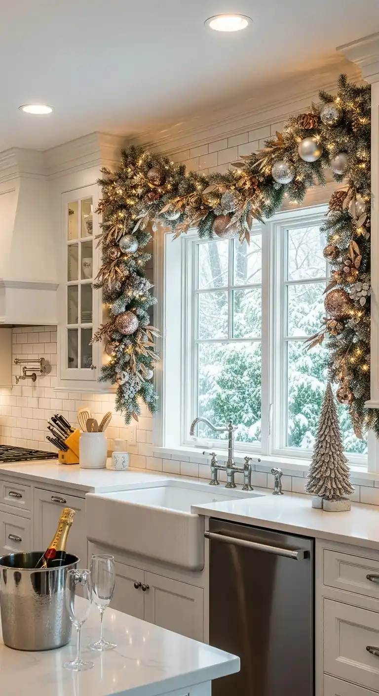 8. Metallic Garland for a Glam Kitchen Look