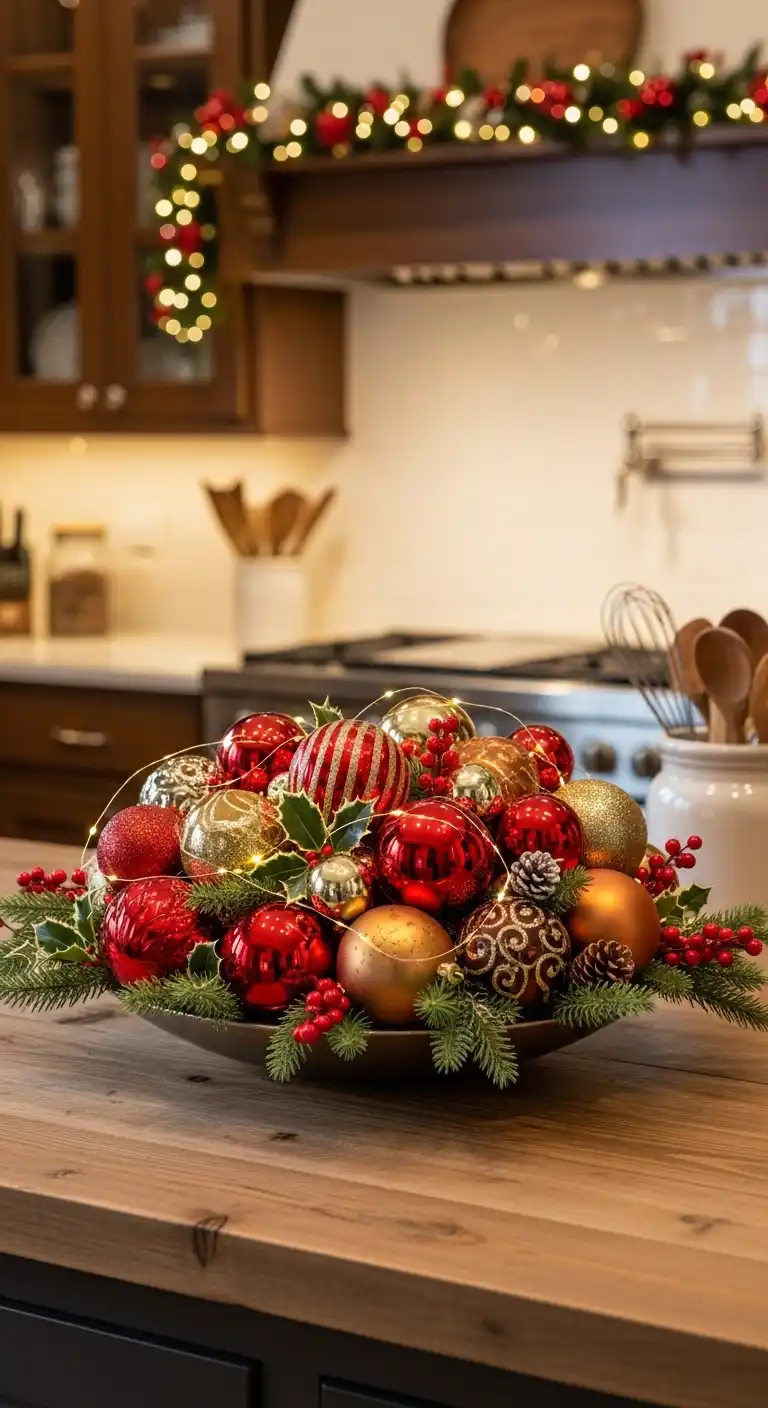 8. Red and Gold Ornament Bowl for Instant Elegance