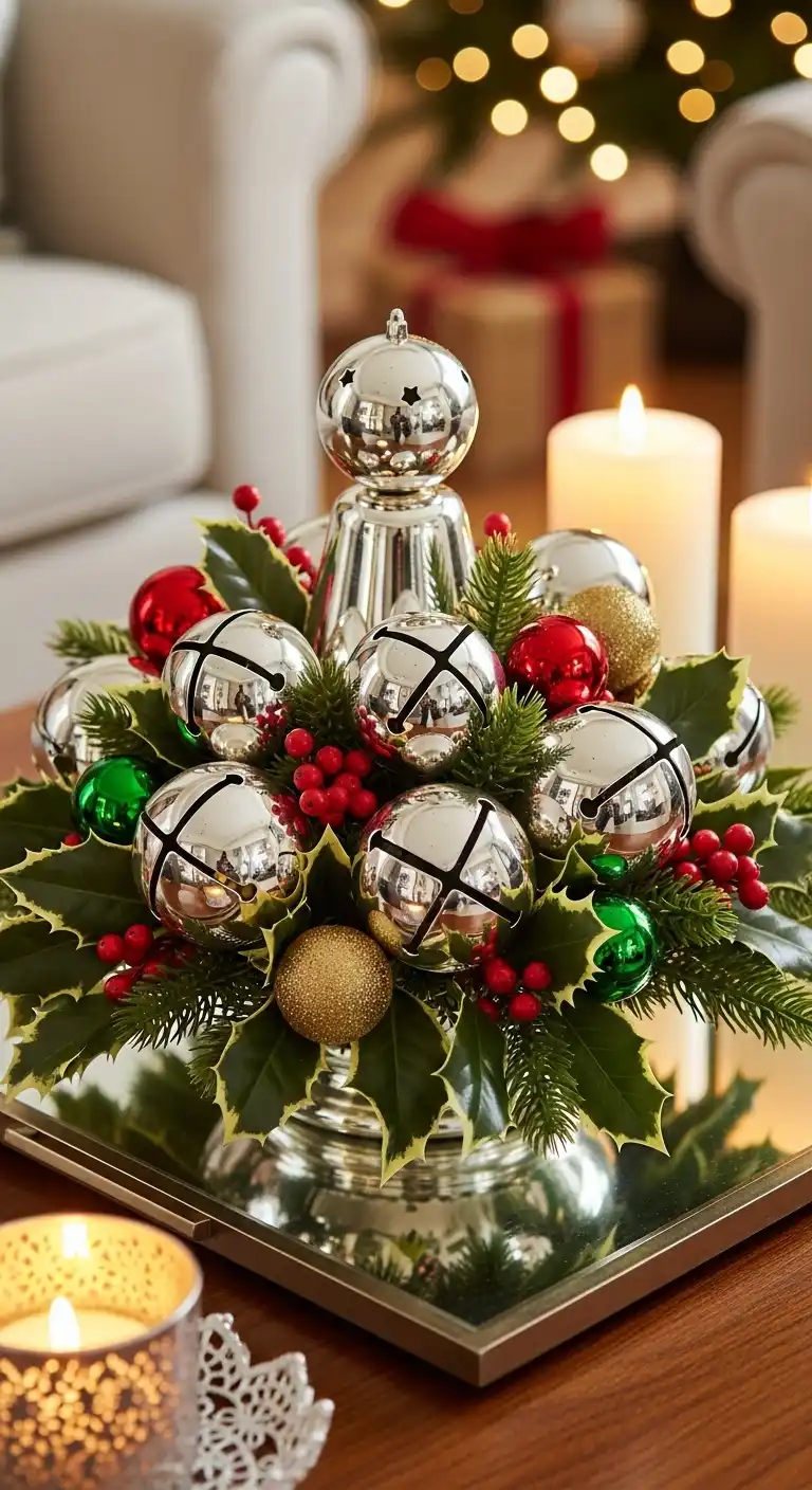 8. Silver Bells and Holly Arrangement