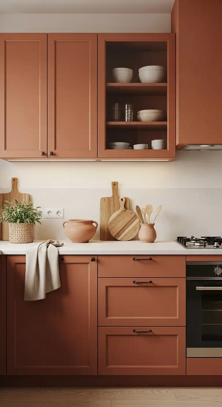 8. Terracotta-Toned Cabinets