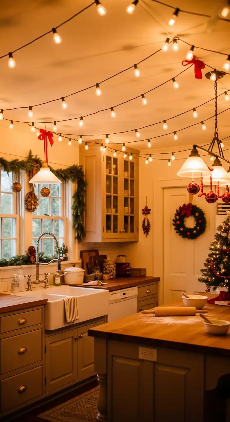 8. Vintage Edison Bulb String Lights Across the Ceiling