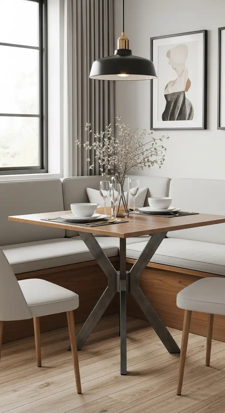 9. Modern Metal-Base Nook Table