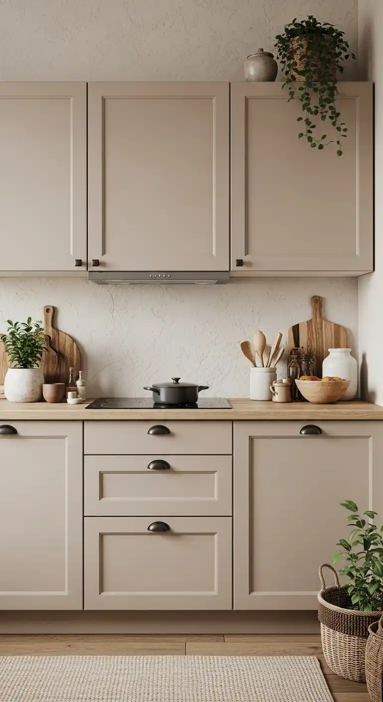 9. Soft Beige Earthy Cabinets