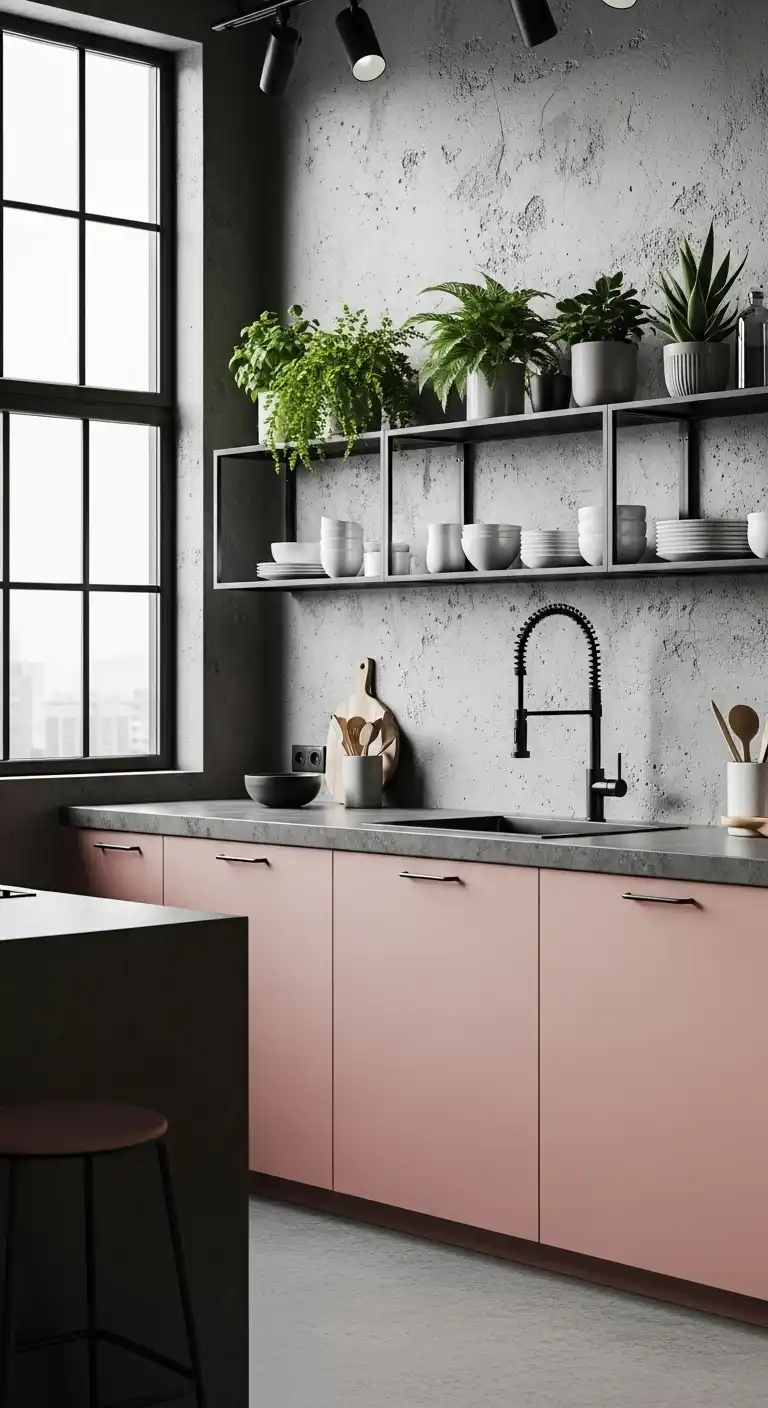 Pink + Concrete (Industrial-Chic Balance)