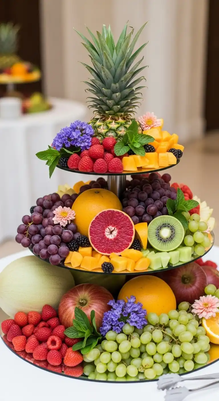 1. Elegant Tiered Fruit Display