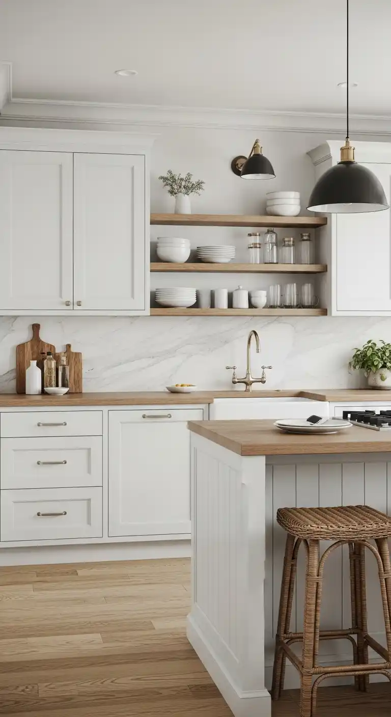 1. White Shaker Coastal Cabinets