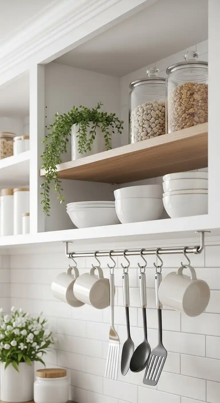 10. Add Hooks Under Shelves