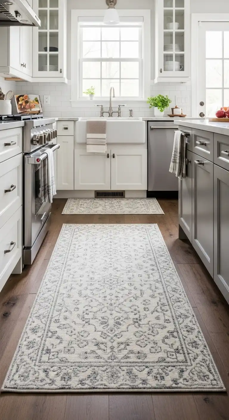 11. Add a Kitchen Rug for Warmth and Color