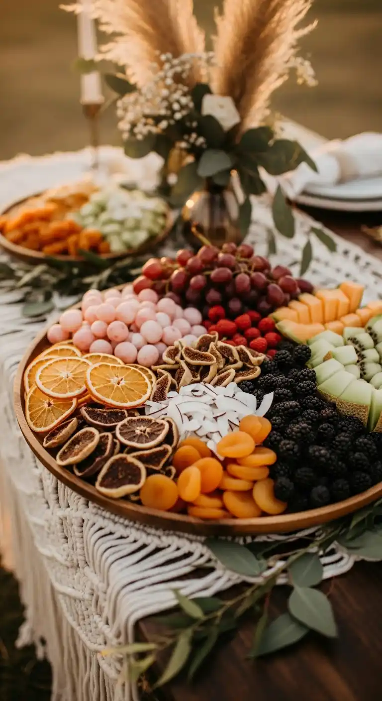 11. Boho Chic Fruit Board with Dried Accents