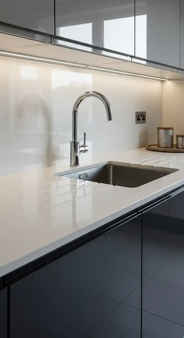 11. High-Gloss Ceramic Countertops