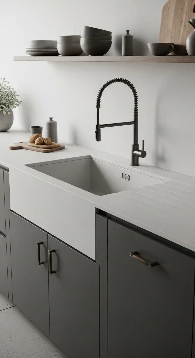 12. Ceramic Countertops with Integrated Sink