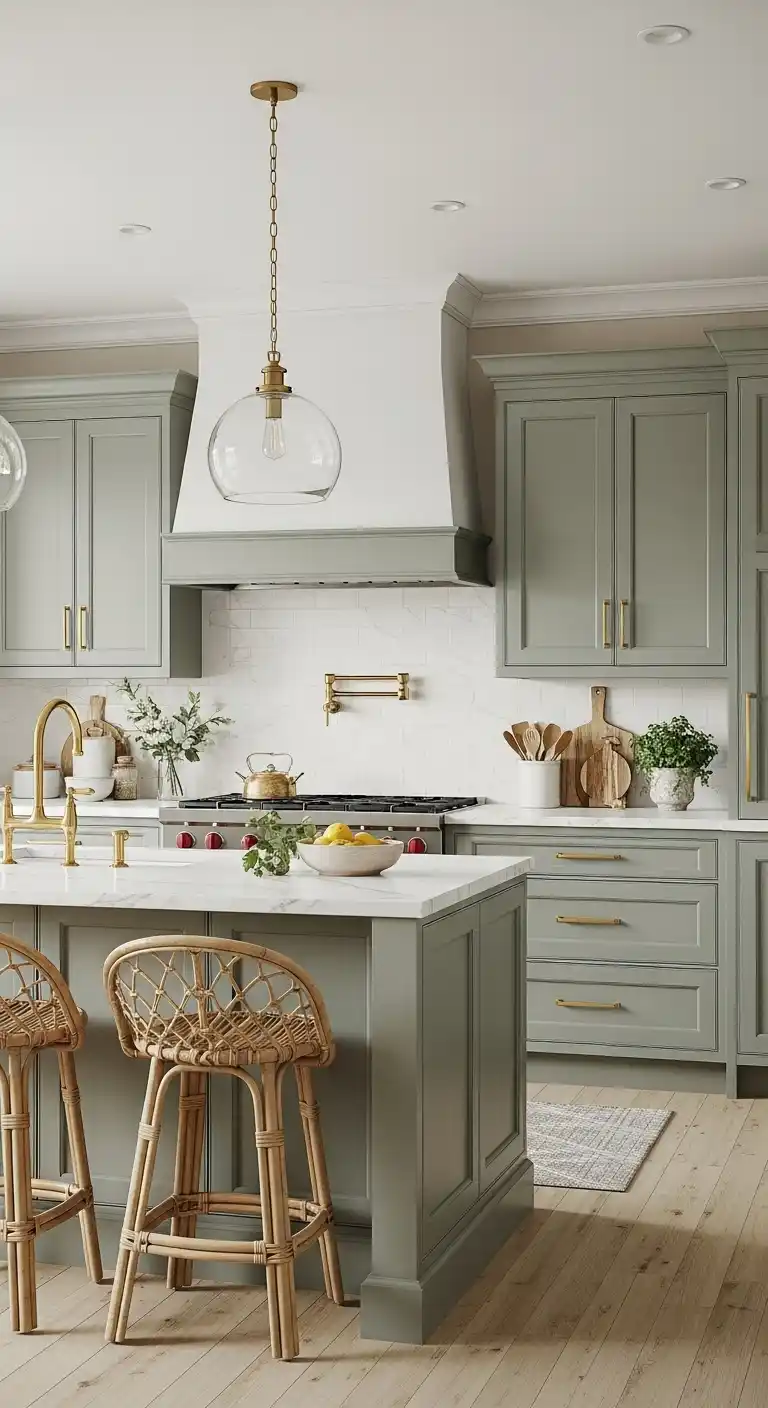 12. Sage Green Coastal Cabinets