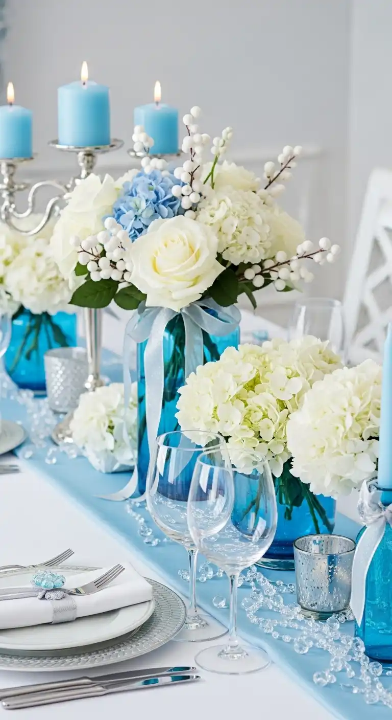 12. Sky Blue and White Florals – Airy and Fresh