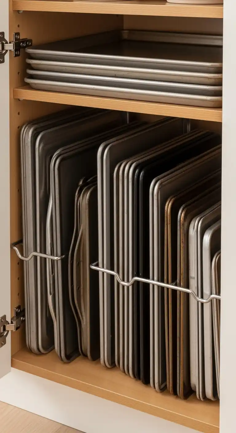 13. Store Baking Sheets Vertically