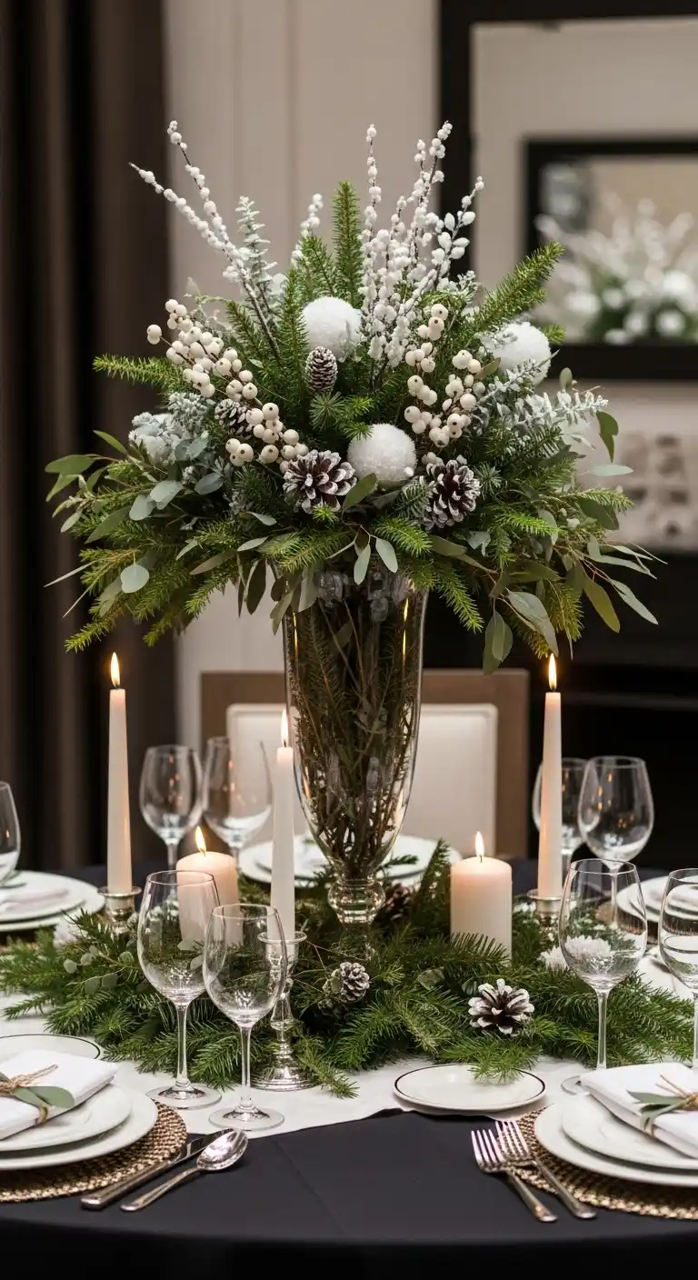 13. Winter White and Green Elegance