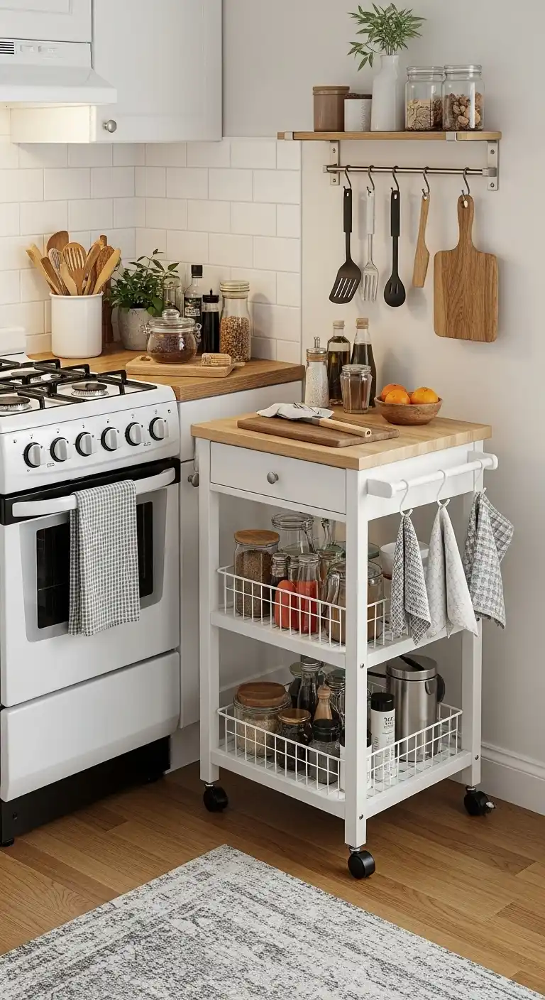 15. Add a Rolling Kitchen Cart