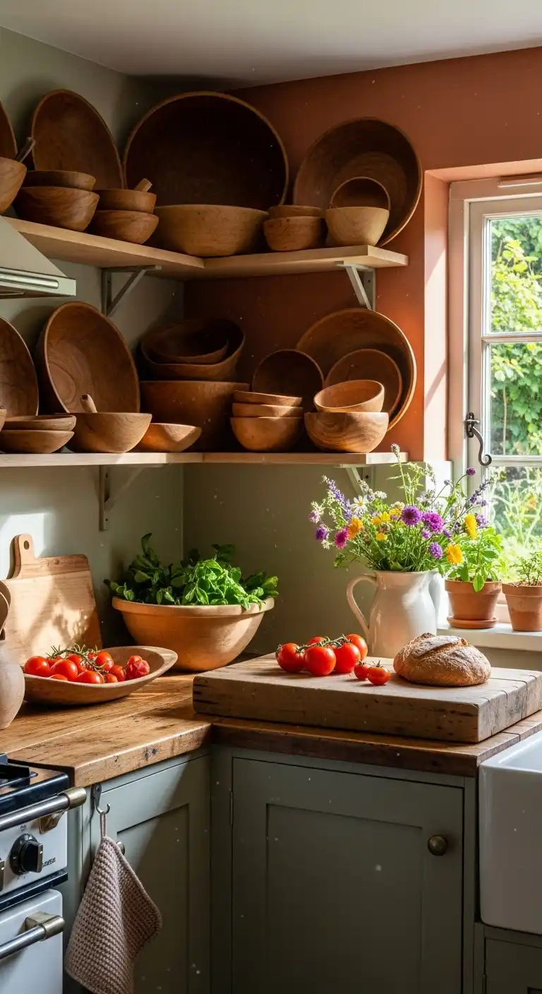 15. Display Wooden or Clay Bowls