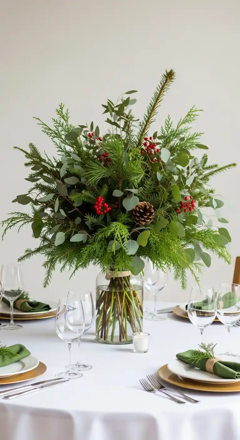 15. Evergreen and Gold Accents