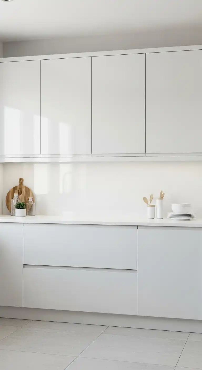 16. Mix textures with glossy and matte white finishes