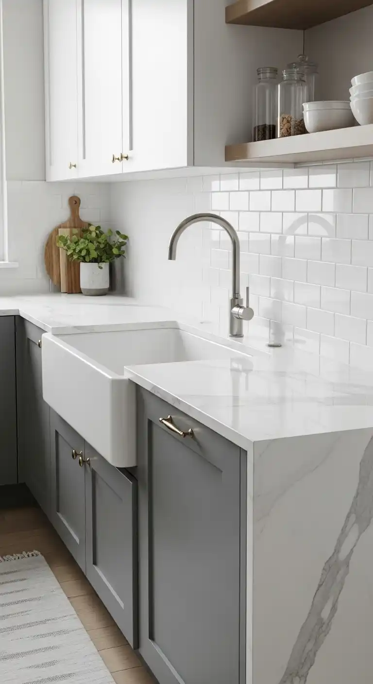 18. Ceramic Countertops with Matching Backsplash
