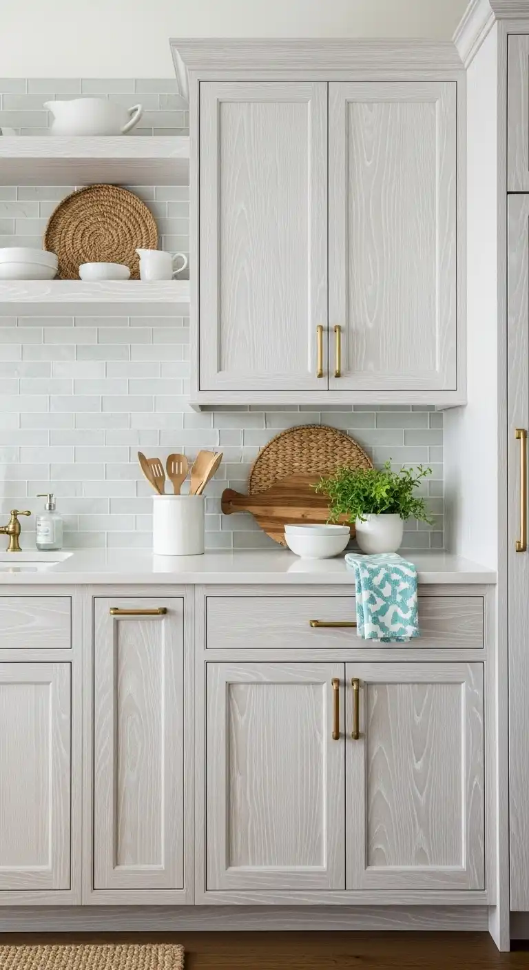 19. Coastal-Inspired Whitewashed Cabinets