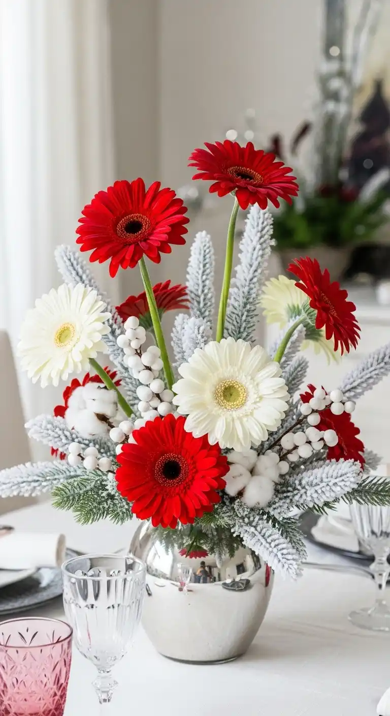 19. Gerbera Daisies with Snowy Accents