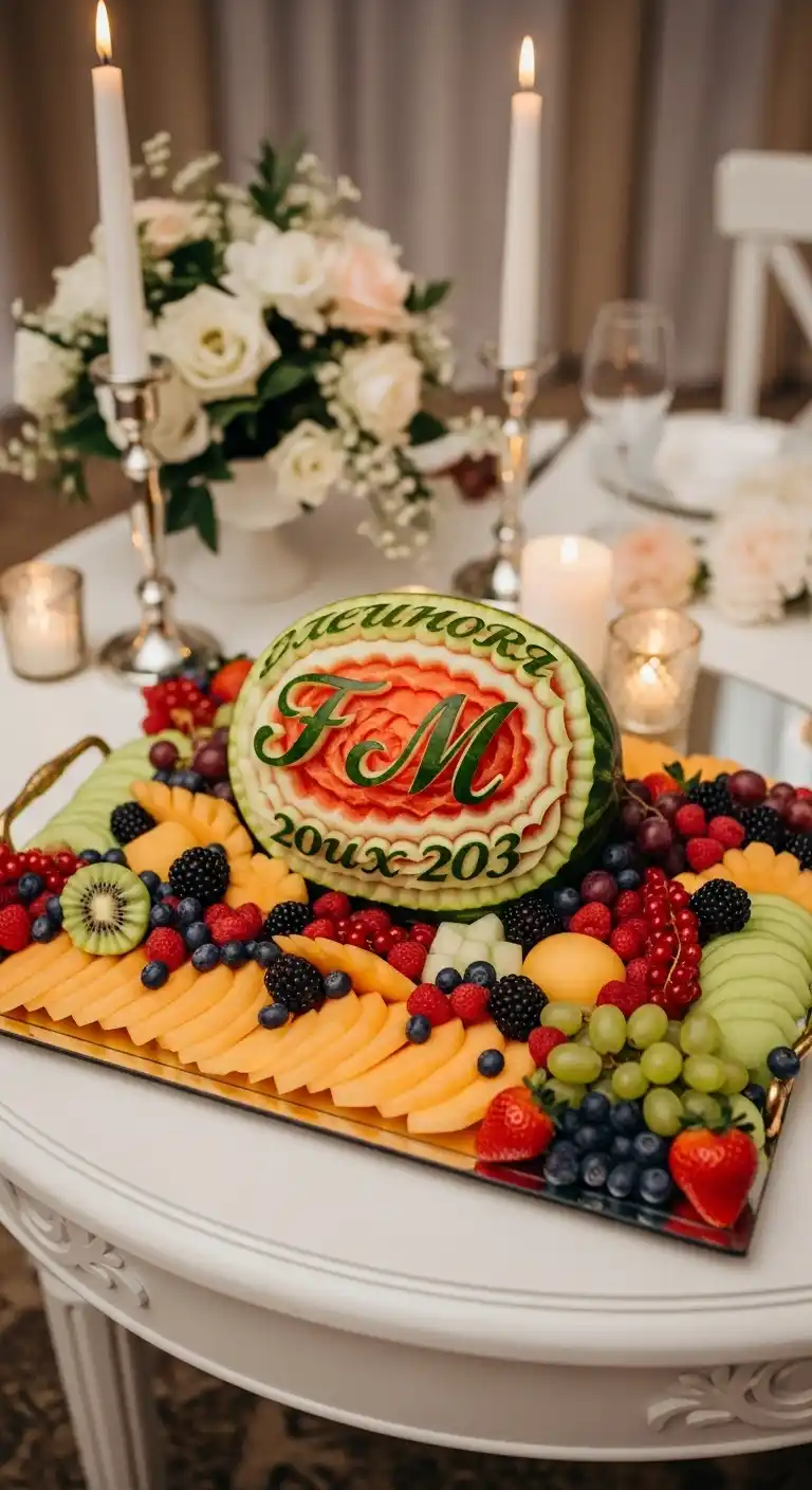 19. Personalized Fruit Tray with Couple’s Initials