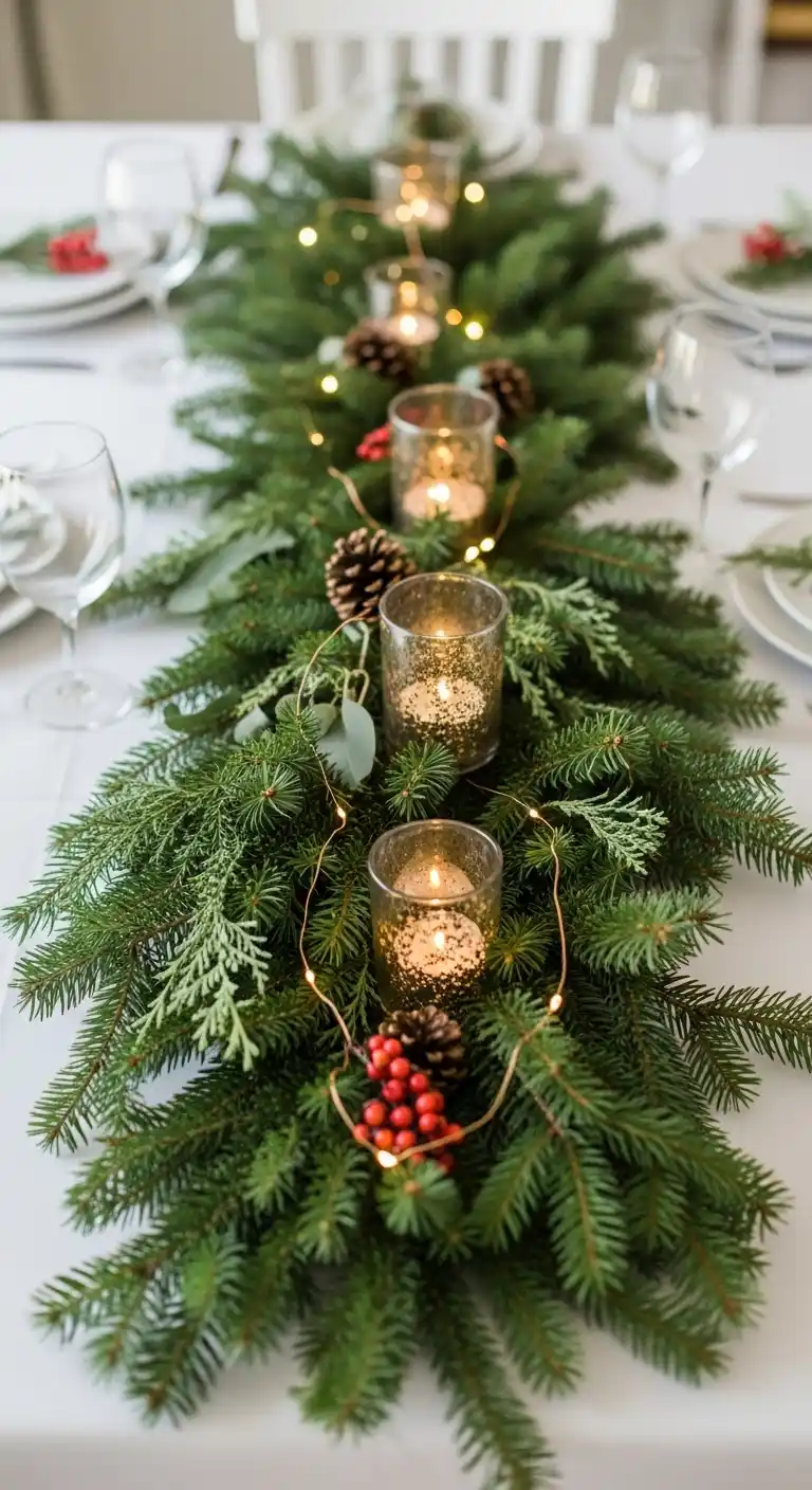 2. Evergreen Garland Table Runner