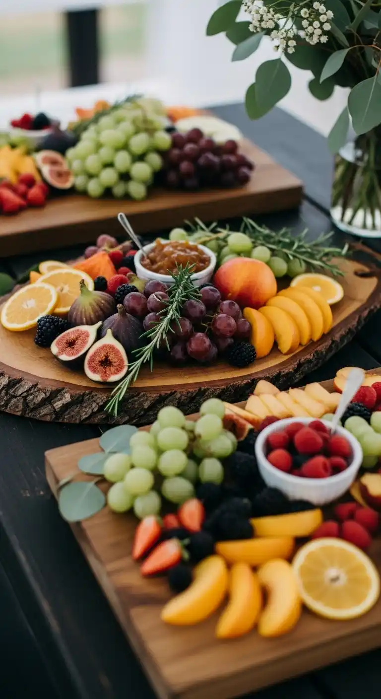2. Rustic Wooden Board Fruit Tray