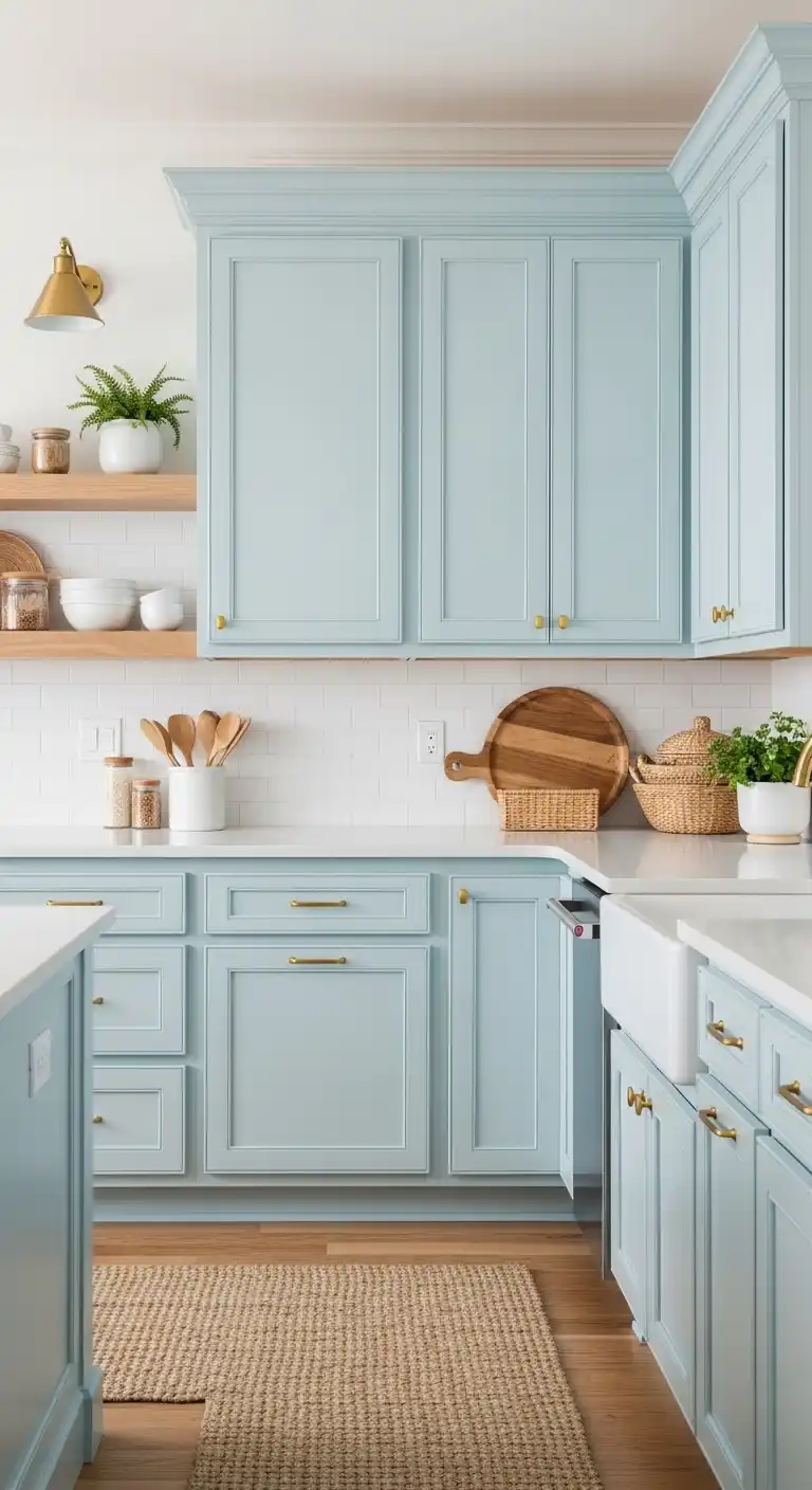 2. Soft Blue Coastal Cabinets