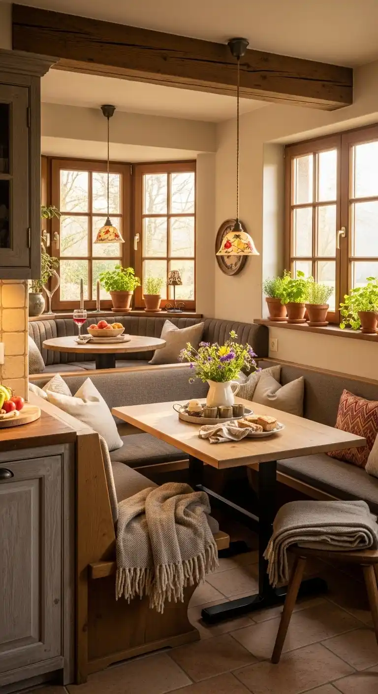 20. Add Cozy Wooden Dining Nooks