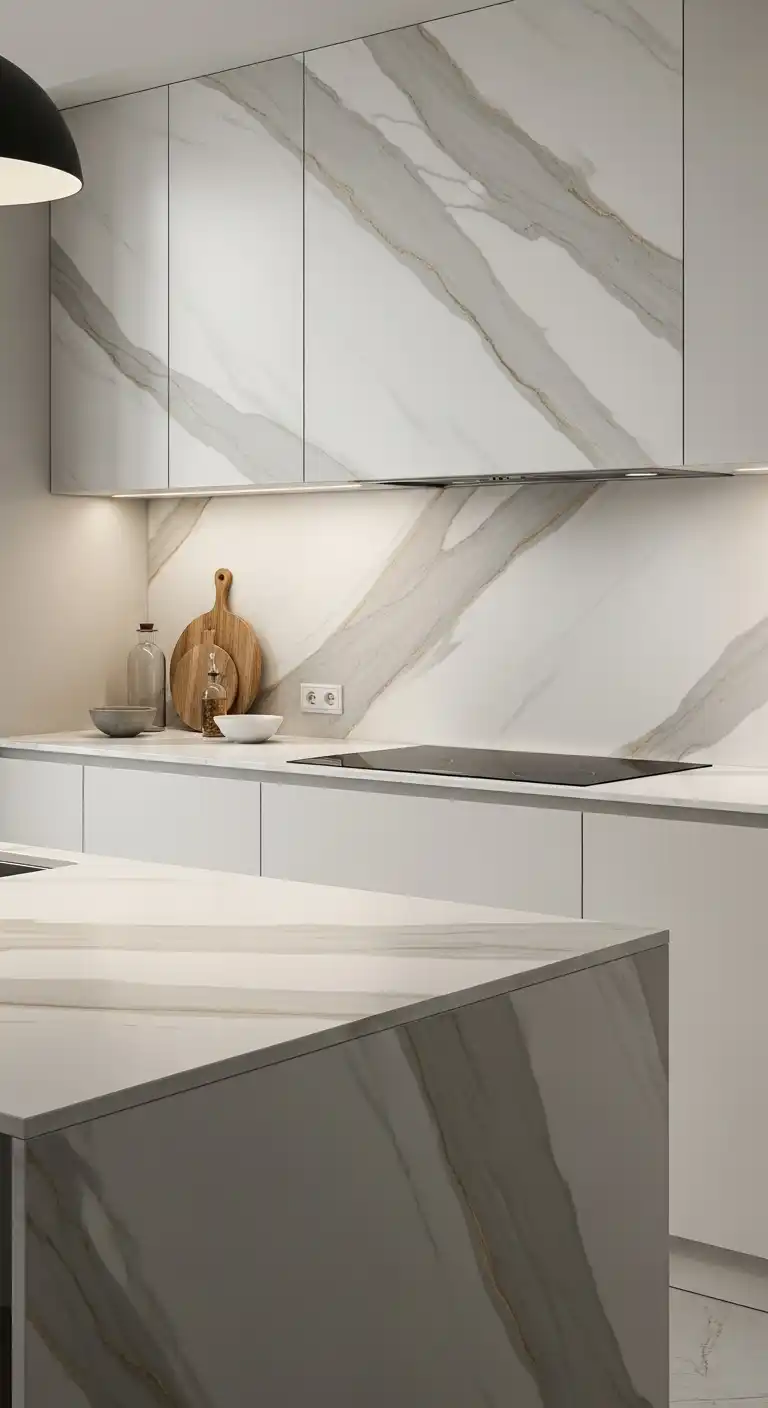 20. Ceramic Slabs with Veining Details