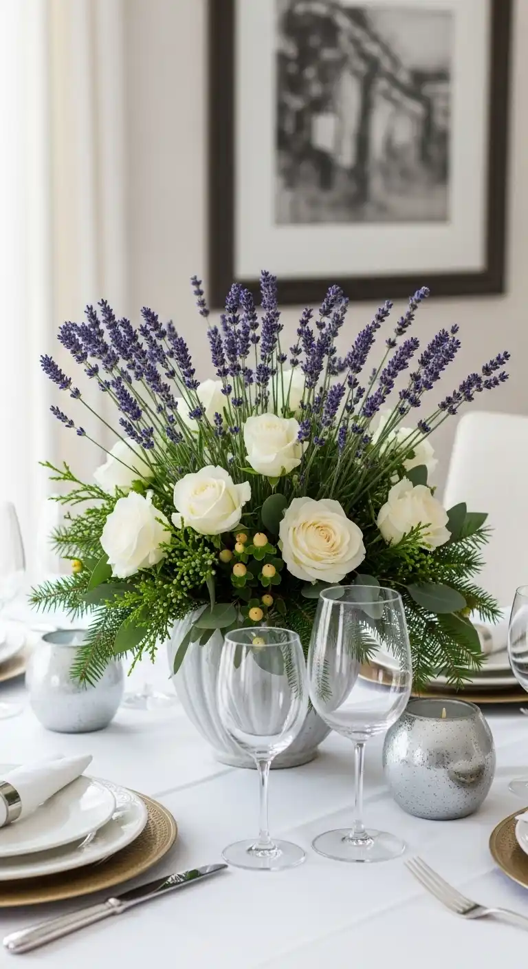 21. Lavender with White Roses