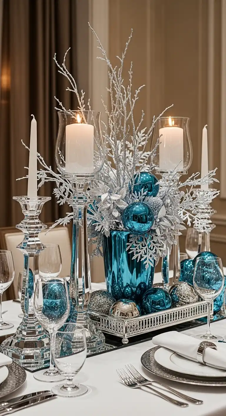 23. Blue Crystal and Metallic Silver – Frosted Opulence